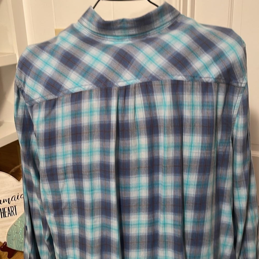 👺👺👺BOGOHO 👺👺👺Blue Plaid Button Up Shirt - Picture 7 of 10